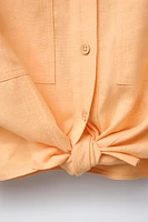 KNOTTED LINEN BLEND SHIRT