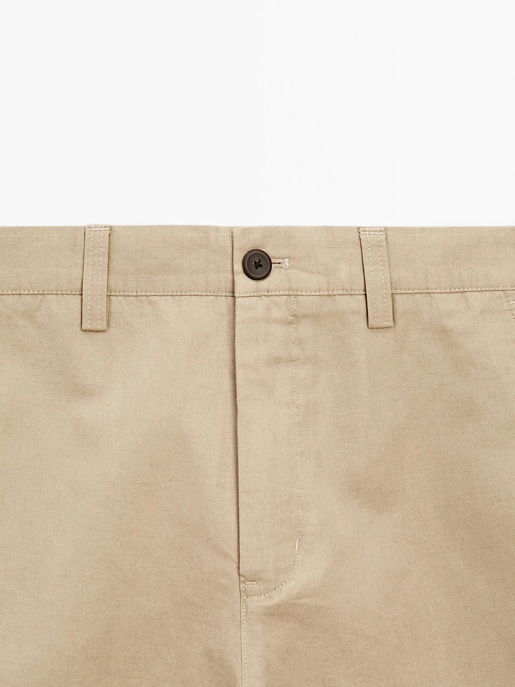 Pantalon regular coton mélangé