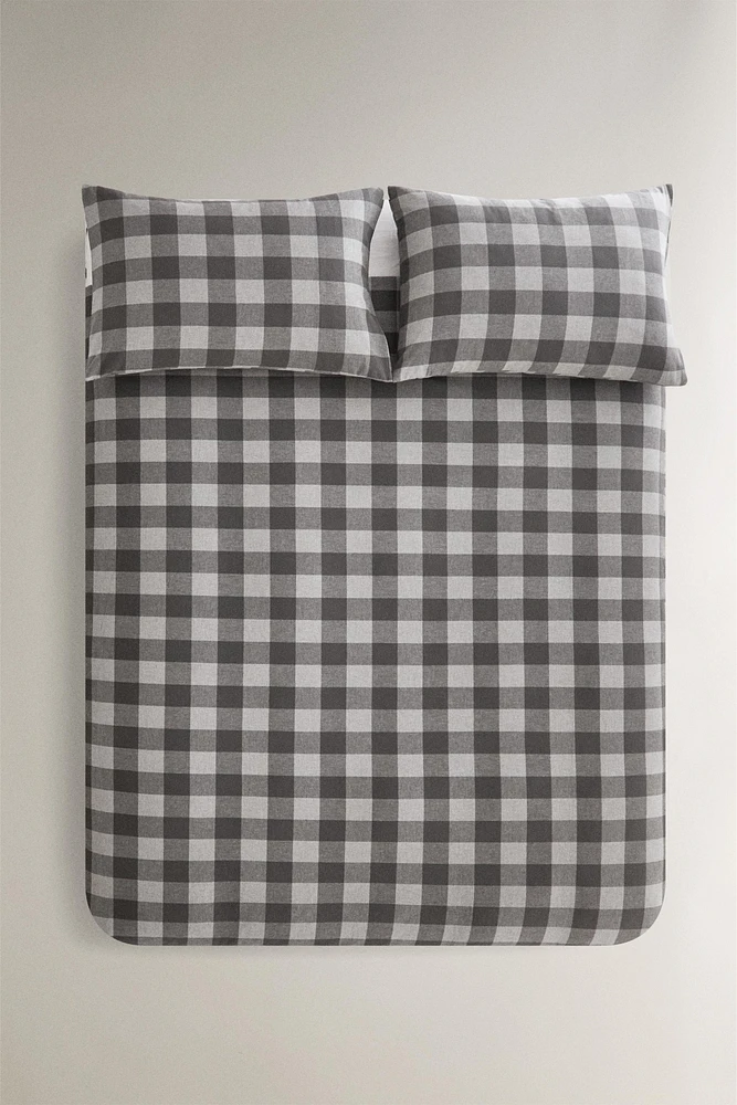 HOUSSE DE COUETTE FLANELLE CARREAUX