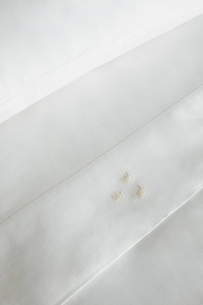 DRAP DE DESSUS BRODERIE CRABE