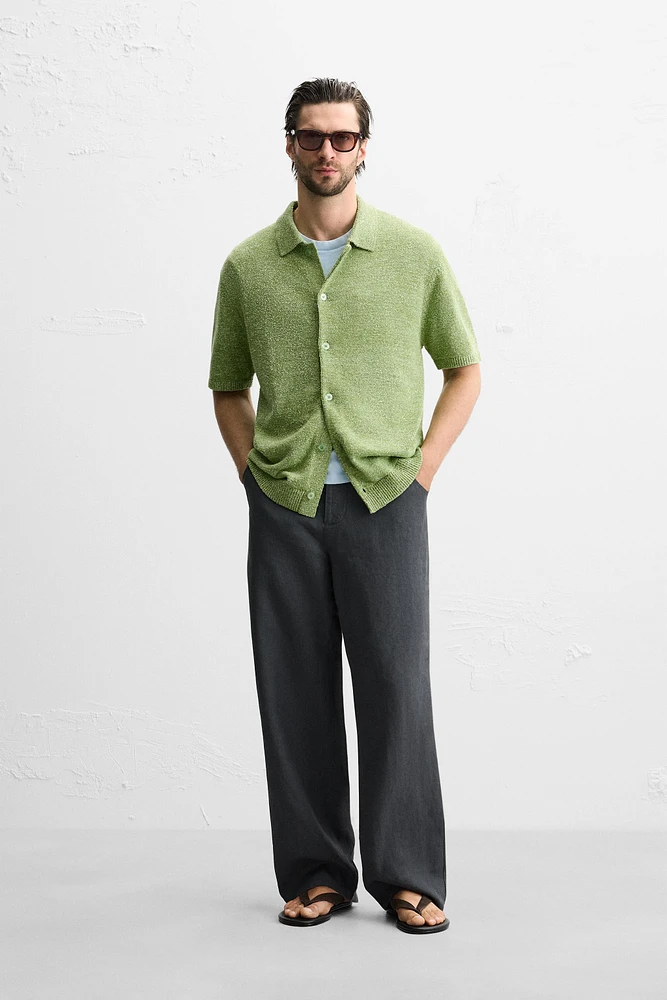 BOUCLÉ TEXTURED KNIT SHIRT