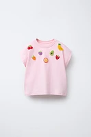 FRUIT EMBROIDERED PATCHES T-SHIRT