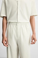 STRIPED COTTON HEMP PANTS