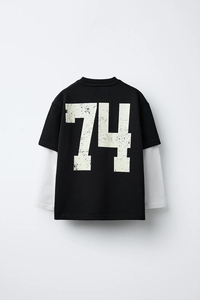 FLOCKED VARSITY T-SHIRT