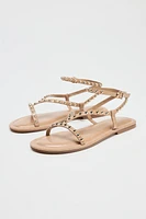 METALLIC BEADED STRAP SANDALS