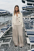 LINEN JACKET WITH CONTRAST SLEEVES