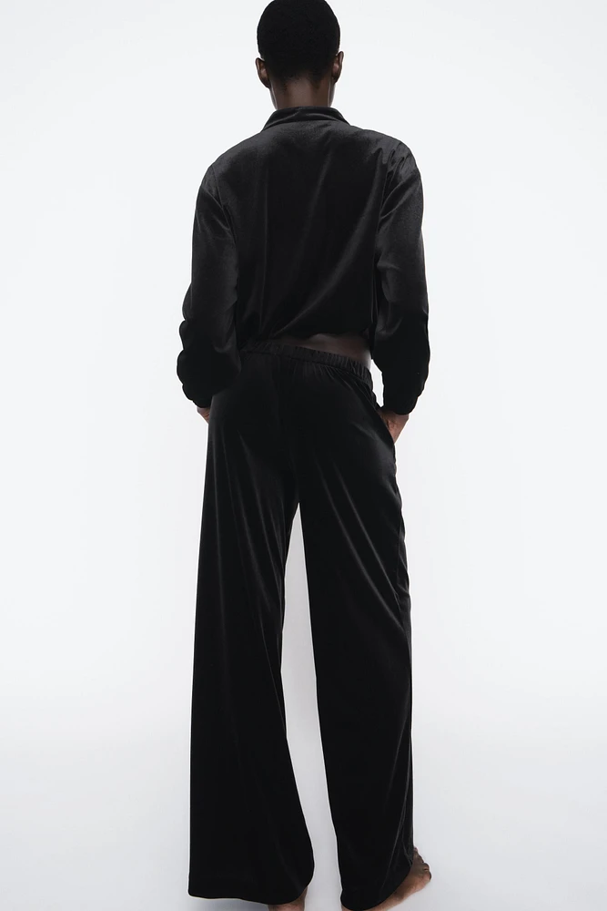 VELVET WIDE LEG PANTS
