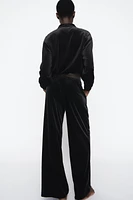 VELVET WIDE LEG PANTS
