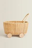 CHILDREN'S RATTAN CART BASKET