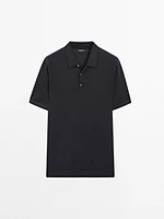 Polo en maille de laine mélangée à manches courtes