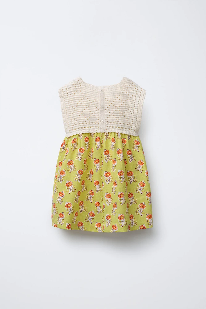CROCHET COTTON LINEN DRESS