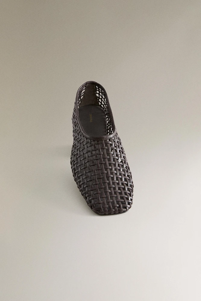 BALLERINES CUIR TRESSÉ