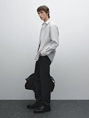 Chemise regular fit à rayures doubles 100 % coton