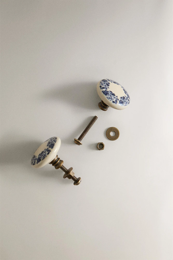 LOT BOUTONS DE PORTE CÉRAMIQUE FLEUR (LOT 2