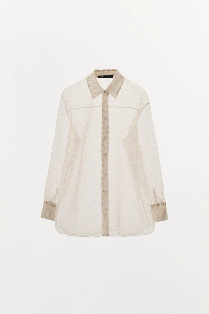 FLORAL ORGANZA SHIRT