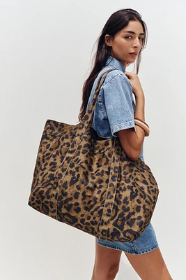 ANIMAL PRINT TWILL MAXI TOTE BAG
