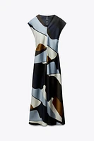SATIN PRINTED MIDI DRESS