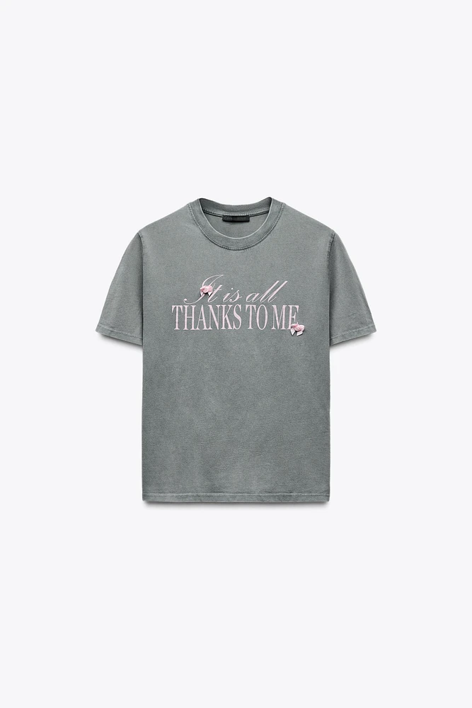 WASHED T-SHIRT WITH TEXT