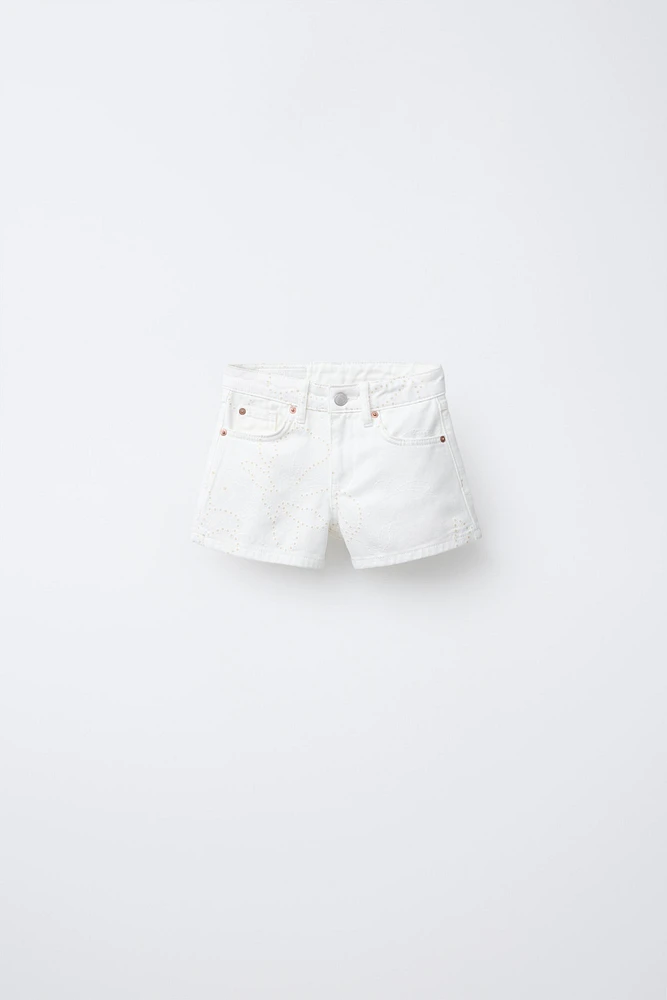 BERMUDA EN DENIM FLEURS