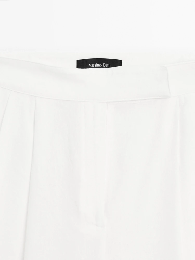 Pantalon palazzo lin à pinces