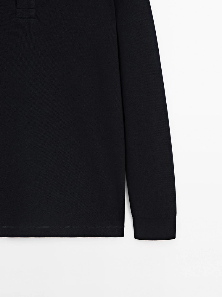 Pull polo en coton mélangé