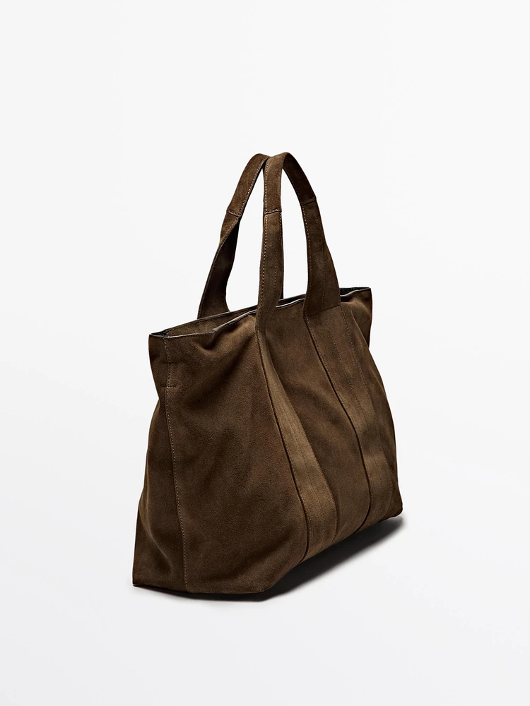 Sac cabas en croûte de cuir