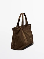 Sac cabas en croûte de cuir