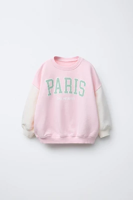 SWEATSHIRT WITH RAISED TEXT PRINT