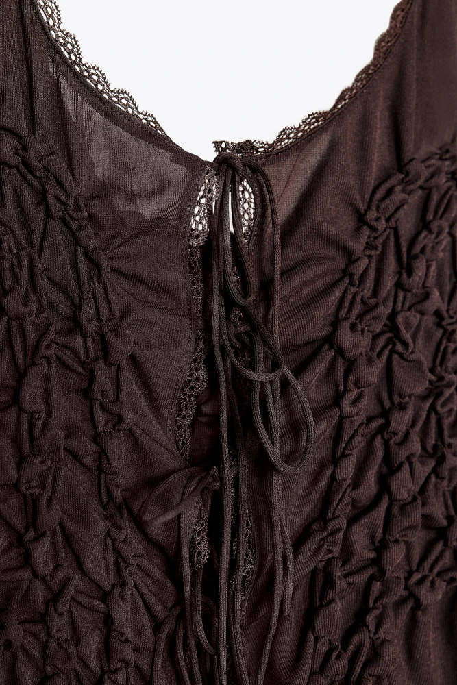 TIED RUCHED TOP