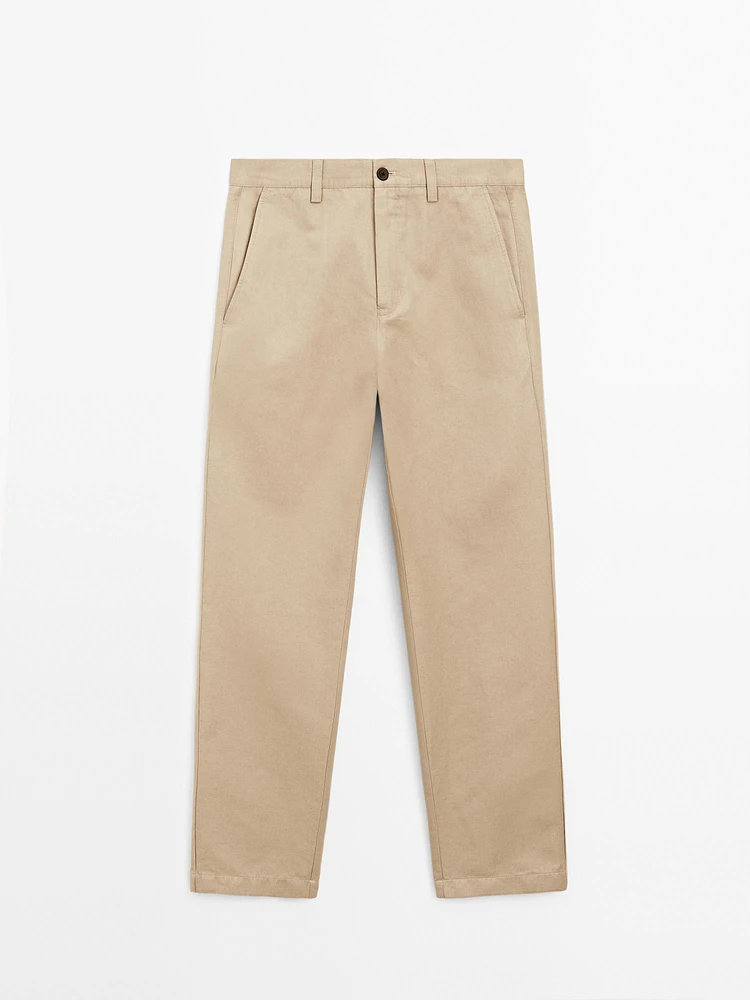 Pantalon regular coton mélangé