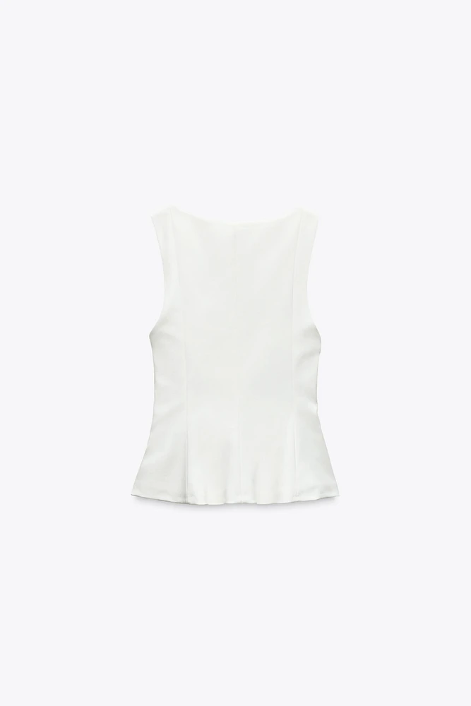 STRETCHY PEPLUM TOP