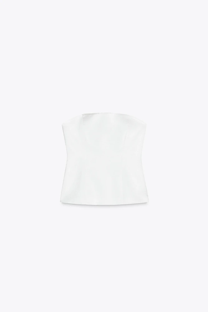 STRAPLESS SATIN EFFECT TOP
