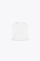 STRAPLESS SATIN EFFECT TOP