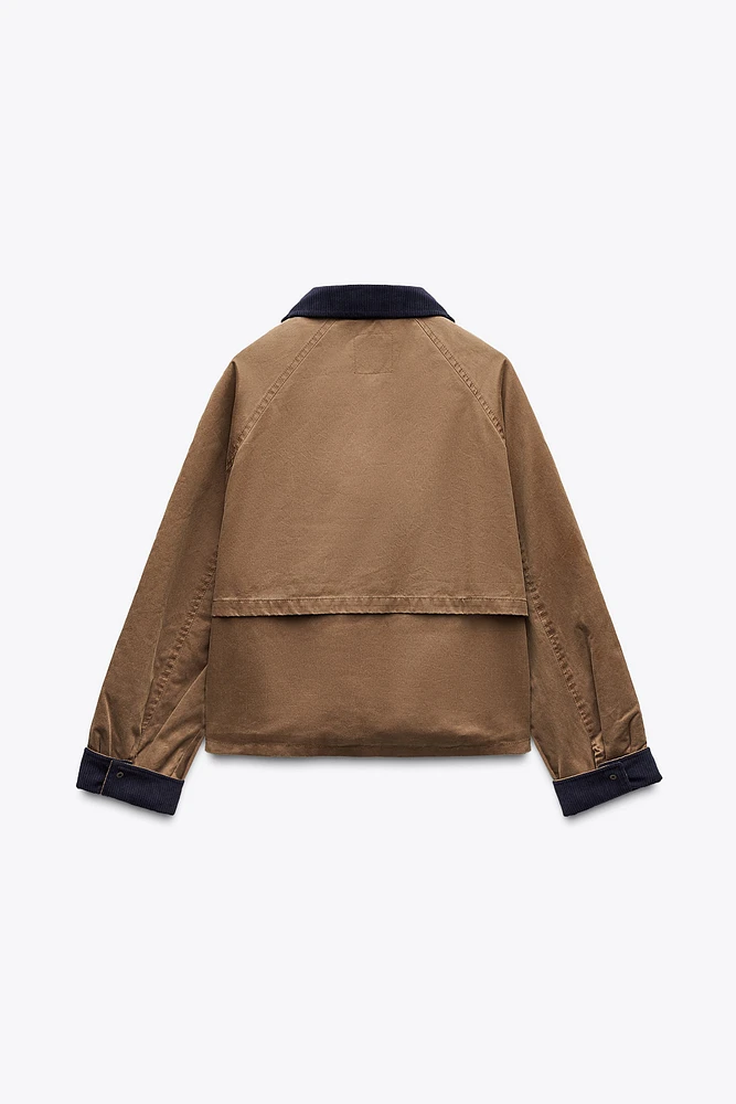 VESTE CIRÉE AVEC COL EN CONTRASTE