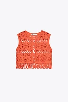 FRINGED KNIT VEST