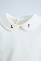 FLORAL EMBROIDERED PETER PAN COLLAR BODYSUIT