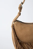SAC ÉPAULE FRANGES CROÛTE DE CUIR