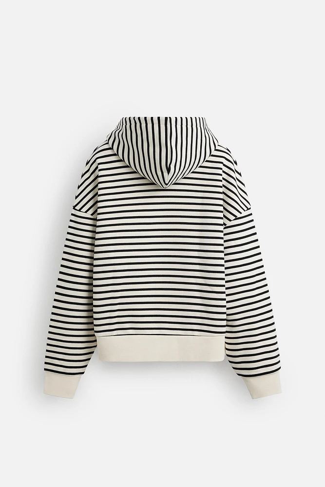 TEXT PRINT STRIPED SWEATSHIRT