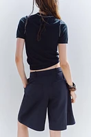TRIMMED SHORT SLEEVE KNIT TOP