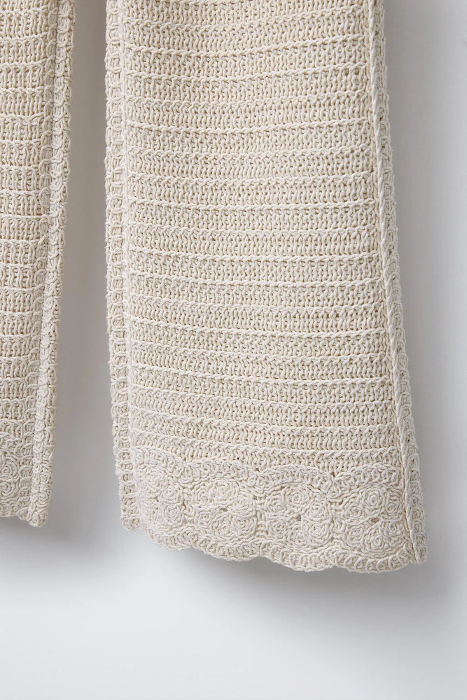 JUPE-CULOTTE À FLEURS MAILLE CROCHET