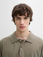 100% cashmere knit polo collar sweater