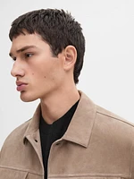 Blouson avec boutons en cuir effet daim