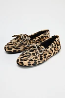 MOCASSINS À IMPRIMÉ ANIMALIER EN CUIR AVEC EFFET FOURRURE