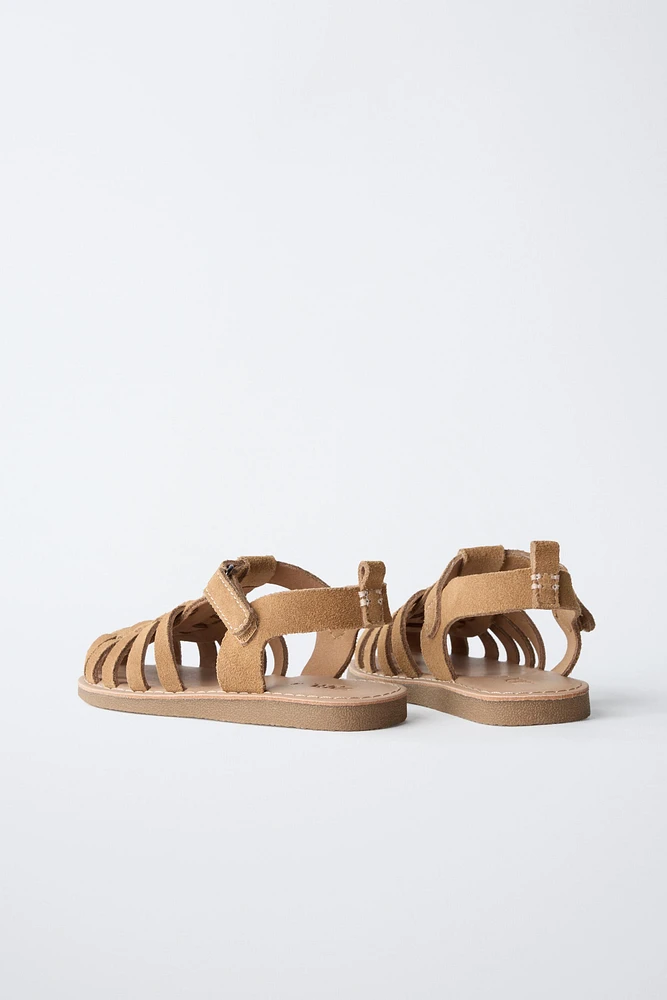 LEATHER CAGE SANDALS