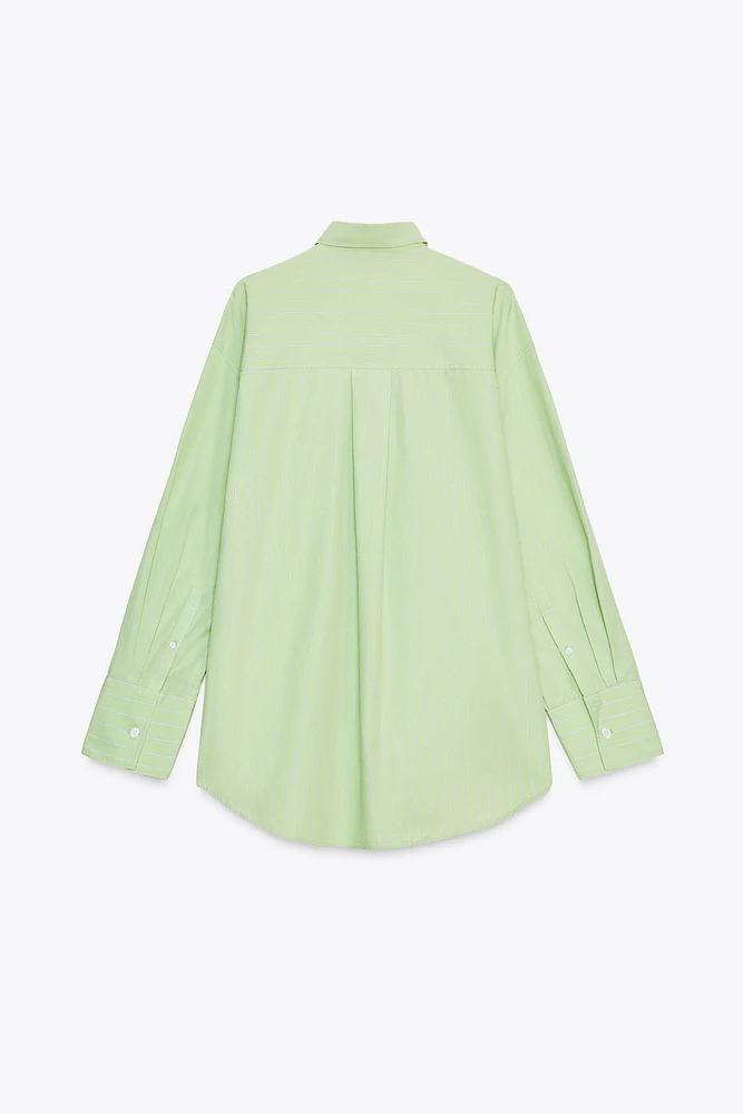 STRIPED OVERSIZED POPLIN SHIRT