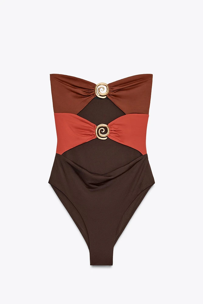 SPIRAL PIECE BANDEAU SWIMSUIT