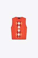 DIAMOND KNIT VEST TOP