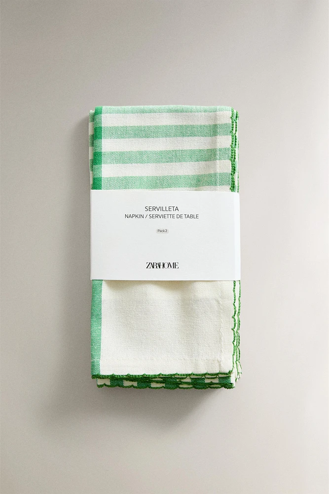 SET OF CHECK DYED COTTON NAPKINS