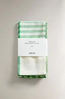 SET OF CHECK DYED COTTON NAPKINS