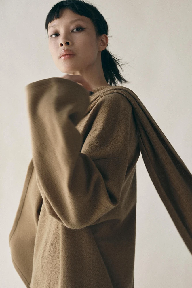 SWEATER WITH SCARF OVERLAY